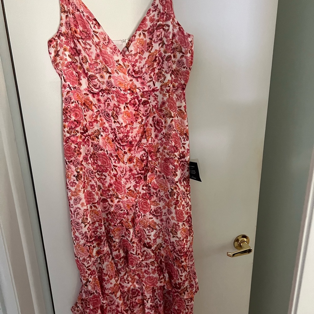 Lulu's Pink Floral High Low Dress